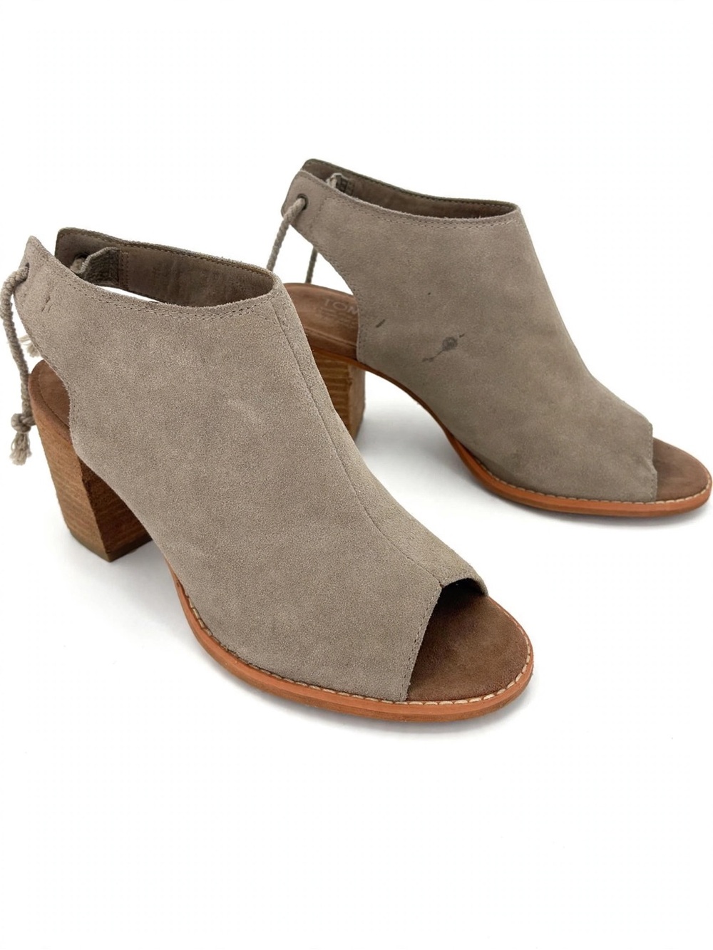 TOMS Majorca Peep Toe Bootie Desert Taupe Suede W7
